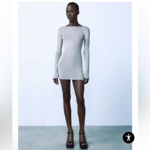 Zara METALLIC MINI DRESS Size Large NWT